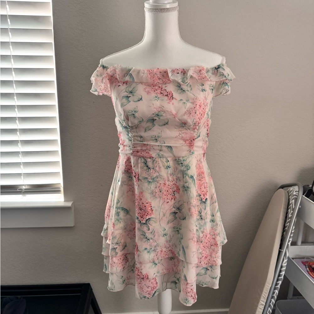 Floral Off-Shoulder Dress without Belt